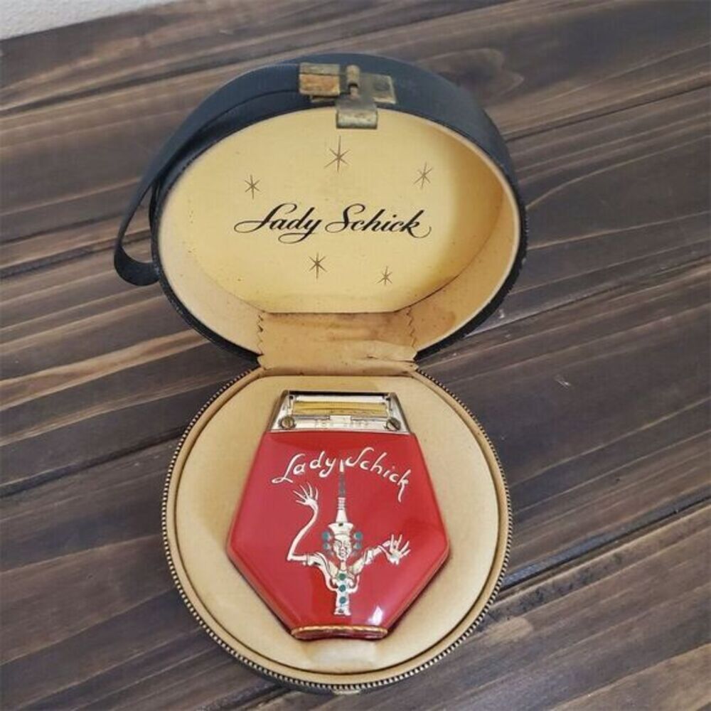 Vintage Lady Schick Electric Razor‎ Genie Design Red with Original Case